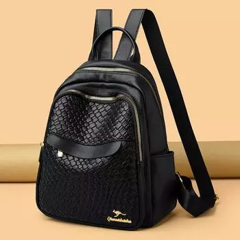 Плетеная сумка через плечо с двумя лямками Niche Design Backpack для женщин Advanced Sense of Light Travel Fashion Casual Women Backpack чёрный