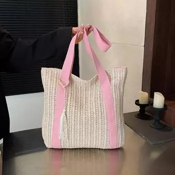 Плетеная сумка через плечо соломенная сумка большая вместительная летняя сумка новая женская универсальная повседневная сумка через плечо