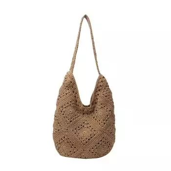 Плетеная сумка через плечо женская полая пляжная сумка-тоут хаки