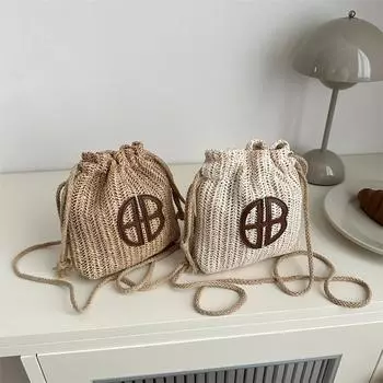 Плетеная сумка для женщин, новый нишевый дизайн, летняя сумка через плечо, пляжная сумка для отдыха, сумка-ведро