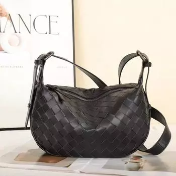 Плетеная сумка из овчины, большая вместимость, сумка через плечо, сумка для пельменей, сумка подмышкой 28x9x16 коричневый