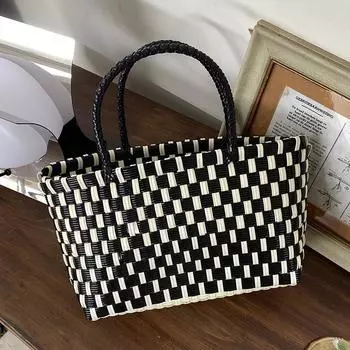 Плетеная сумка из ПВХ, цветная пляжная сумка, плетеная корзина для еды, модная, летняя, новая