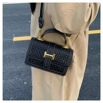 Плетеная сумка простая, подходящая по цвету, модная, повседневная, ретро, уличная, сумка-мессенджер, модная, наплечная, портативная, женская сумка чёрный