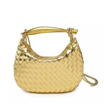 Плетеная сумка сардины ниша популярная ручная сумка сумка-пельмень прилив металлическая ручка сумочка универсальная 28*2*18cm золотой