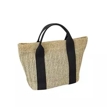 Плетеная сумка, сумка через плечо, соломенная сумка, большая вместительная летняя сумка для женщин, небольшая свежая универсальная пляжная сумка для путешествий и отпуска One Size чёрный