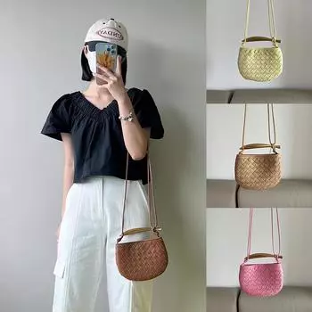 Плетеная сумка Сумка сардина Новая сумка из коровьей кожи Niche Design Metal Half Moon Tooth Handbag 20x2.5x12cm