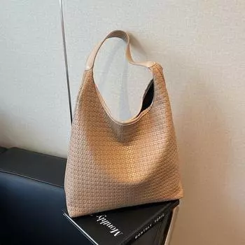 «Плетеная сумка-тоут в стиле ретро 2024 года — женская сумка через плечо большой вместимости с нишевым дизайном» 35*13*43 белый