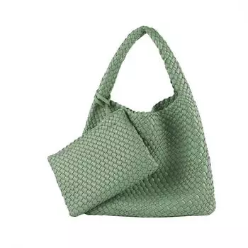 Плетеная сумка-тоут женская кожаная большая емкость композитные сумки на одно плечо ручная работа (30cm<Max Length<50cm) кофейный