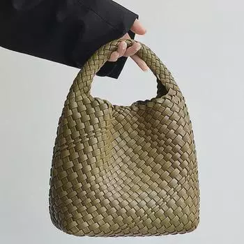 Плетеная сумка-ведро в стиле ретро Майяра - простой дизайн на одно плечо под мышкой чёрный