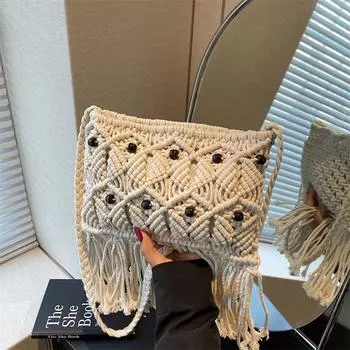 Плетеная сумка женская 2025 новая линия модная сумка на плечо с бахромой сумка-мессенджер сумка-ведро