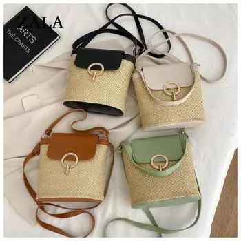 Плетеная сумка женская новая модная индивидуальная плетеная соломенная сумка ручной работы повседневная простая и универсальная сумка через плечо белый