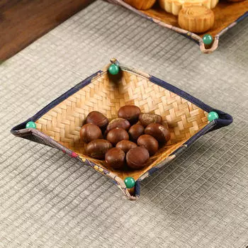 Плетеная вручную корзина для хлеба из ротанга, чайный поднос для сервировки ужина, кофе-завтрака 17x17x5cm