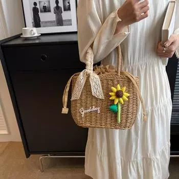 Плетеная вручную сумка для женщин, соломенная сумка ручной работы, сумка-корзина в стиле бохо