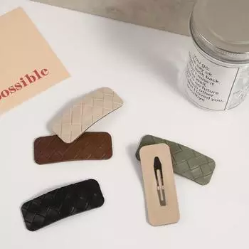 Плетеная заколка для волос Party Temperament, женские аксессуары для волос, синтетическая кожа, корейский стиль, BB-зажим кофейный