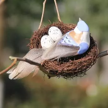 Плетение из ротанга для украшения сада, искусственное гнездо для птиц, птичий домик, искусственные перепелиные яйца, клетка для птиц