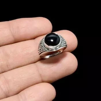 Плетеное кольцо овальной формы с черным ониксом // Серебро 925 пробы // Заметное кольцо с ониксом // Доступны размеры от 5 до 10 5 чёрный