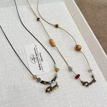 Плетеное ожерелье с изображением мультяшного щенка таксы — милое, уникальное колье-свитер для женщин, тренд осени/зимы N1188S Dachshund Pullout