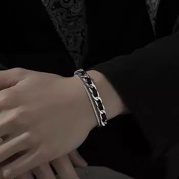 Плетеные браслеты из нержавеющей стали для женщин и мужчин, браслеты из натуральной кожи, специальные украшения для дня рождения серебряный