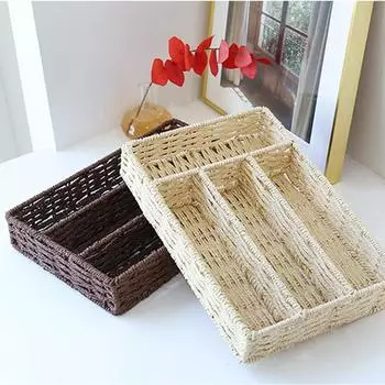 Плетеные корзины для хранения, настольные коробки для хранения всякой всячины, бумажная веревка, плетеные корзины для хранения игрушек и закусок, органайзер для косметики, декоративные элементы для дома бежевый