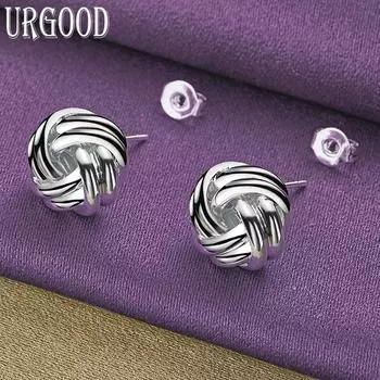 Плетеные серьги из стерлингового серебра 925 пробы, подарки для вечеринок, модные украшения 1.00*1.00cm