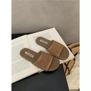 Плетеные шлепанцы с плоской подошвой, женские летние, новые, в богемном стиле, для отпуска, путешествий, прохладные шлепанцы женские 35
