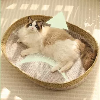 Плетеные Соломенные Кошки Мебель для Домашних Животных в Помещении Многофункциональный Столбик Натуральная Соломенная Подстилка для Маленьких Собак и Кошек Кровать из Хлопковой Веревки one size коричневый
