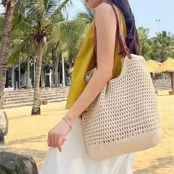 Плетеные сумки, плетеные соломенные сумки, женские сумки, художественные и ретро, ленивый отдых на море, пляжные соломенные сумки, сумки-тоут