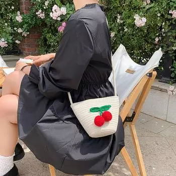 Плетеные сумки Вишневые пельмени Вышитые хлопковые и льняные сумки Соломенные сумки Популярные весенние и летние сумки Женские сумки Плетеные сумки из травы хаки