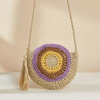 Плетеные сумки женские новые модные круглые полые сумки через плечо с кисточками для отдыха универсальные плетеные сумки через плечо из травы
