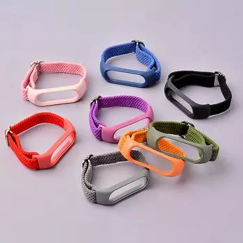 Плетеный эластичный нейлоновый ремешок для браслета Xiaomi Mi Band 5/6/7 NFC gray