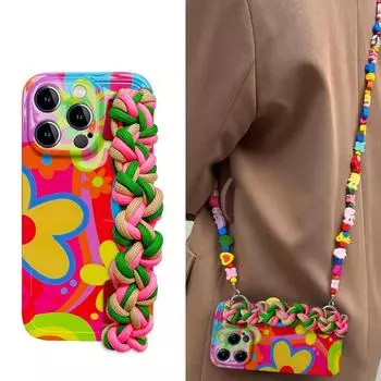 Плетеный браслет для Apple 14 Чехол для мобильного телефона Flower IPhone13 Building Block Messenger 15promax Силиконовый мягкий чехол iPhone15