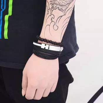 Плетеный браслет из кожи Bowhide, многослойный кожаный браслет, 3 шт./комплект, набор украшений для мужчин и женщин, уникальный