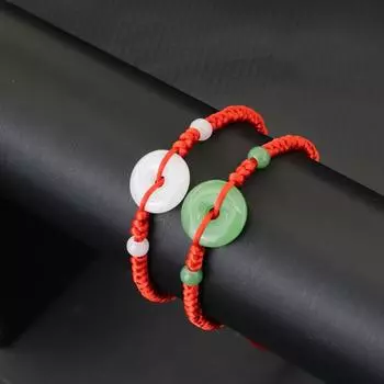 Плетеный браслет из красной веревки, имитация белого нефрита, мужской и женский амулет, пряжка для мира, дружба, пара, счастливая ручная веревка, подарок на Новый год белый