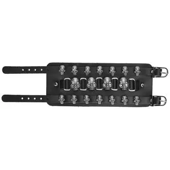 Плетеный браслет из расщепленной кожи с регулируемой пряжкой ручной работы, винтажное украшение на запястье в виде черепа