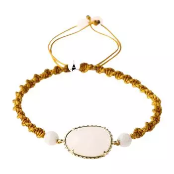 Плетеный браслет из розового кварца и лунного камня из натурального камня макраме