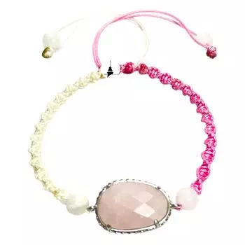 Плетеный браслет из розового кварца из натурального камня макраме