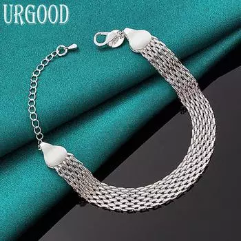 Плетеный браслет из стерлингового серебра 925 пробы толщиной 10 мм, женский подарок на вечеринку, модные украшения 20cm