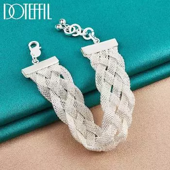 Плетеный браслет, подарок на вечеринку, серебряные модные украшения 20cm