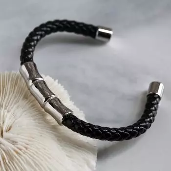 Плетеный браслет Простой и креативный мужской бамбуковый открытый кожаный браслет белый