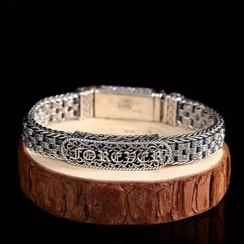 Плетеный браслет серебряного цвета с узором Tangcao для мужчин и женщин, толстые стильные ретро и старомодные модные украшения