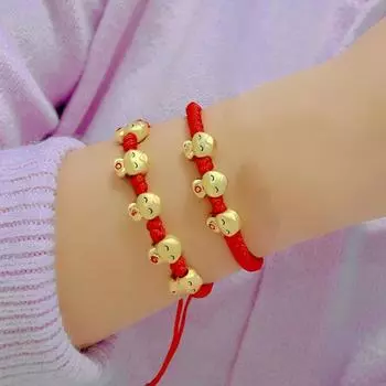 Плетеный браслет со знаком зодиака змея на удачу красного цвета, регулируемый, для новогоднего плетения, детский подарок style 1