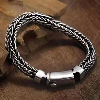 Плетеный браслет Винтажный смелый мужской персонализированный браслет с резьбой по килю 18CM