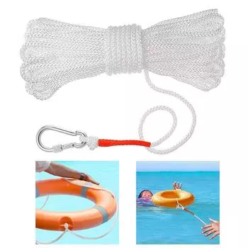 Плетеный буй, спасательный круг для бассейна, кольцевой канат, якорный канат для лодки, полый полипропиленовый канат, подъемный трос с карабином