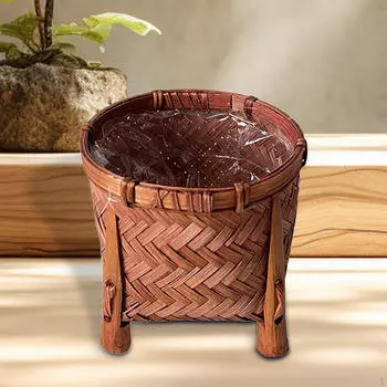 Плетеный цветочный горшок, съемный вручную, с подставкой, бамбуковая корзина для сушки