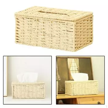 Плетеный держатель для салфеток для хранения салфеток в ванной комнате, спальне, на столешнице кофейный