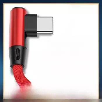 Плетеный двойной угловой кабель для зарядки устройств Android, Apple и Type-C 1.5 m, Android, double elbow красный