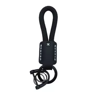 Плетеный кожаный держатель для ключей Стильный брелок из коровьей кожи и нейлонового шнура Ручной шнурок Подвеска для школьной сумки для повседневного использования 6