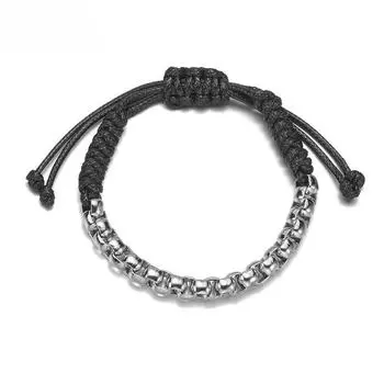 Плетеный мужской браслет из нержавеющей стали серебряный