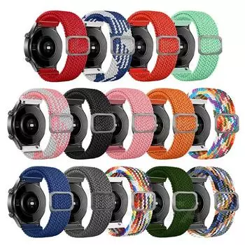 Плетеный нейлоновый ремешок 20 мм 22 мм для часов Realme Watch 3/2/2 Pro S/S Pro, эластичный ремешок для часов для Samsung Huawei Amazfit Smartwatch Band 20mm Universal чёрный