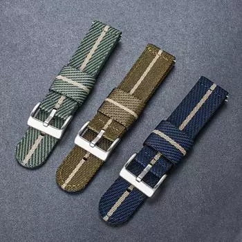 Плетеный нейлоновый ремешок для часов для мужчин 18–24 мм Мягкий нейлоновый ремешок двухслойный холщовый ремешок 18mm